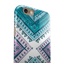 Ethnic Aztec Blue and Pink Point iPhone 6/6s or 6/6s Plus 2-Piece Hybrid INK-Fuzed Case