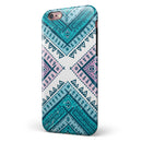 Ethnic Aztec Blue and Pink Point iPhone 6/6s or 6/6s Plus 2-Piece Hybrid INK-Fuzed Case