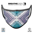 Ethnic Aztec Blue and Pink Point - Made in USA Mouth Cover Unisex Anti-Dust Cotton Blend Reusable & Washable Face Mask with Adjustable Sizing for Adult or Child