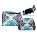 Ethnic Aztec Blue and Pink Point // Skin Decal Wrap Kit for Nintendo Switch Console & Dock, Joy-Cons, Pro Controller, Lite, 3DS XL, 2DS XL, DSi, or Wii - Vinyl Skin Wrap for Nintendo Switch 2, OLED, Lite, Pro Controller, Wii & Classic Handhelds