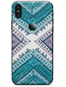 Ethnic Aztec Blue and Pink Point - iPhone X Skin-Kit