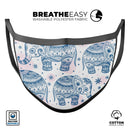 Ethnic Navy Seamless Aztec Elephant - Made in USA Mouth Cover Unisex Anti-Dust Cotton Blend Reusable & Washable Face Mask with Adjustable Sizing for Adult or Child