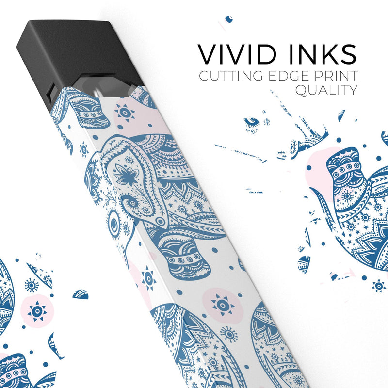 Ethnic Navy Seamless Aztec Elephant - Premium Decal Protective Skin-Wrap Sticker compatible with the Juul Labs vaping device