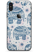 Ethnic Navy Seamless Aztec Elephant - iPhone X Skin-Kit