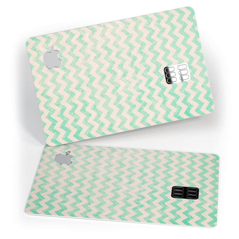 Faded Aqua Chevron Pattern - Premium Protective Decal Skin-Kit for the Apple Credit Card