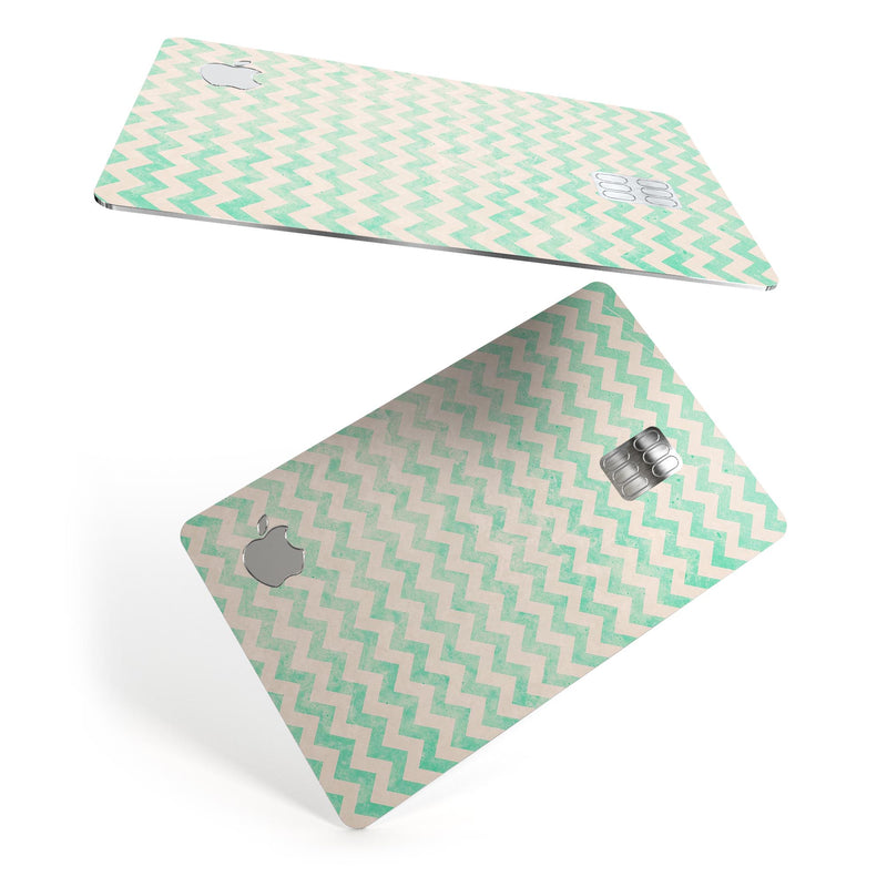 Faded Aqua Chevron Pattern - Premium Protective Decal Skin-Kit for the Apple Credit Card