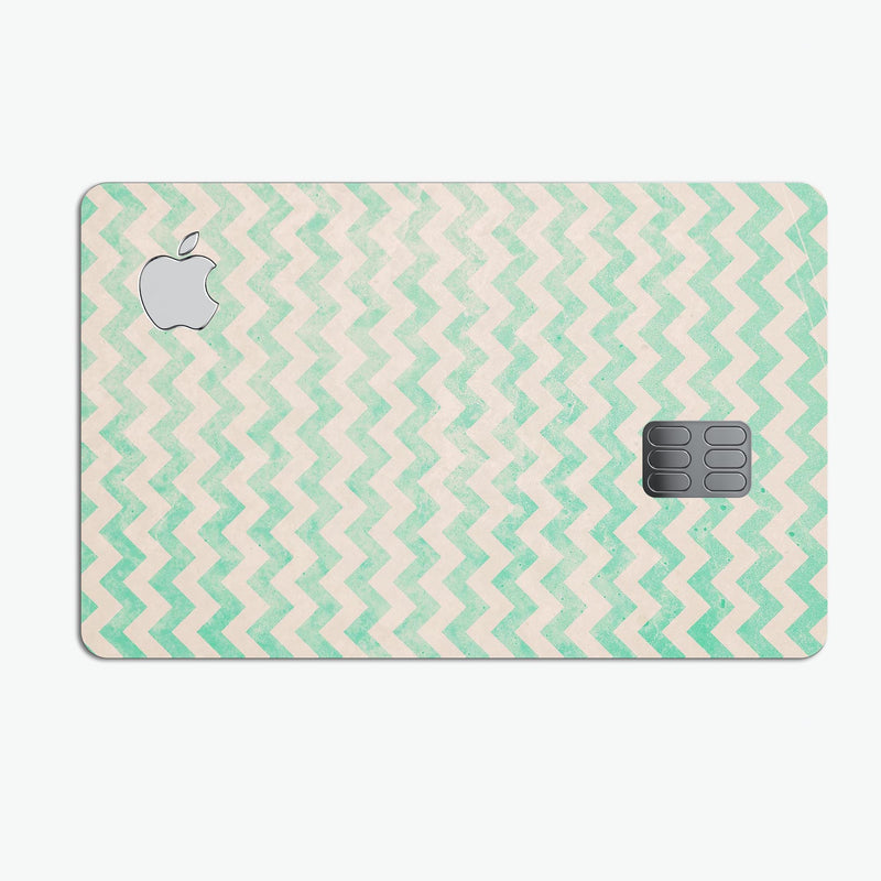 Faded Aqua Chevron Pattern - Premium Protective Decal Skin-Kit for the Apple Credit Card
