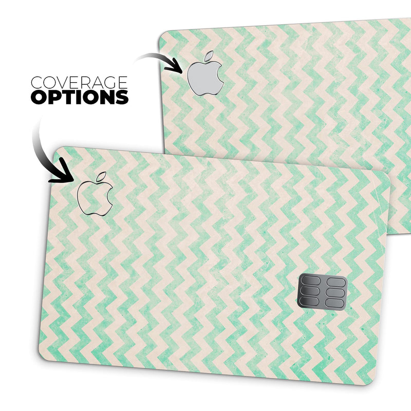 Faded Aqua Chevron Pattern - Premium Protective Decal Skin-Kit for the Apple Credit Card