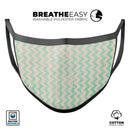 Faded Aqua Chevron Pattern - Made in USA Mouth Cover Unisex Anti-Dust Cotton Blend Reusable & Washable Face Mask with Adjustable Sizing for Adult or Child