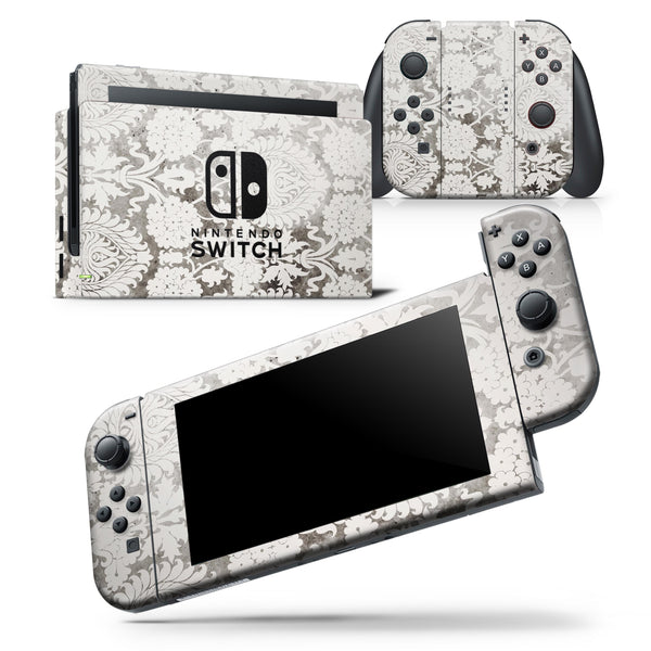 Faded Black and White Cauliflower Damask Pattern - Skin Wrap Decal for Nintendo Switch Lite Console & Dock - 3DS XL - 2DS - Pro - DSi - Wii - Joy-Con Gaming Controller