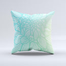 Faded Blue Green Subtle Floral ink-Fuzed Decorative Throw Pillow
