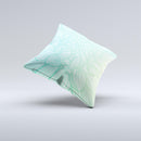 Faded Blue Green Subtle Floral ink-Fuzed Decorative Throw Pillow