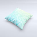 Faded Blue Green Subtle Floral ink-Fuzed Decorative Throw Pillow