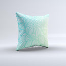 Faded Blue Green Subtle Floral ink-Fuzed Decorative Throw Pillow