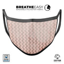 Faded Cocoa and Light Pink Chevron Pattern - Made in USA Mouth Cover Unisex Anti-Dust Cotton Blend Reusable & Washable Face Mask with Adjustable Sizing for Adult or Child