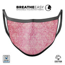 Faded Deep Pink Damask Pattern - Made in USA Mouth Cover Unisex Anti-Dust Cotton Blend Reusable & Washable Face Mask with Adjustable Sizing for Adult or Child