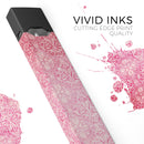 Faded Deep Pink Damask Pattern - Premium Decal Protective Skin-Wrap Sticker compatible with the Juul Labs vaping device