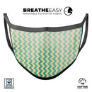 Faded Green Chevron Pattern - Made in USA Mouth Cover Unisex Anti-Dust Cotton Blend Reusable & Washable Face Mask with Adjustable Sizing for Adult or Child