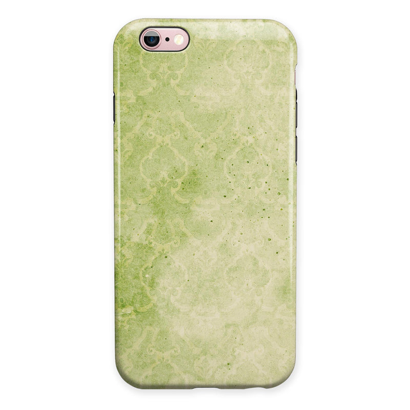 Faded Green Grunge Inflated Damask Pattern iPhone 6/6s or 6/6s Plus 2-Piece Hybrid INK-Fuzed Case