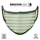 Faded Green Vertical Stripes - Made in USA Mouth Cover Unisex Anti-Dust Cotton Blend Reusable & Washable Face Mask with Adjustable Sizing for Adult or Child