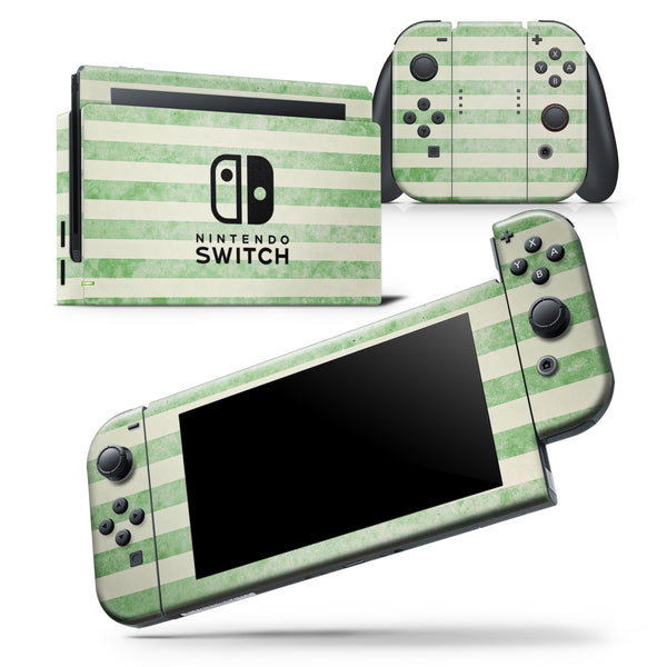 Faded Green Vertical Stripes - Skin Wrap Decal for Nintendo Switch Lite Console & Dock - 3DS XL - 2DS - Pro - DSi - Wii - Joy-Con Gaming Controller