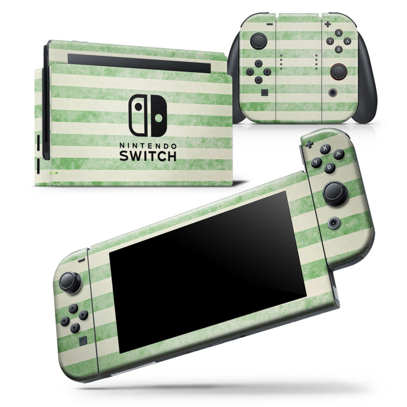 Faded Green Vertical Stripes - Skin Wrap Decal for Nintendo Switch Lite Console & Dock - 3DS XL - 2DS - Pro - DSi - Wii - Joy-Con Gaming Controller