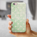 Faded Grunge Green White Polka Dot Pattern iPhone 6/6s or 6/6s Plus 2-Piece Hybrid INK-Fuzed Case