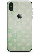 Faded Grunge Green White Polka Dot Pattern - iPhone X Skin-Kit