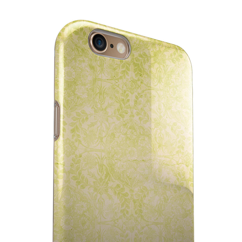 Faded Lime Damask Pattern iPhone 6/6s or 6/6s Plus 2-Piece Hybrid INK-Fuzed Case