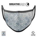 Faded Navy Floral Damask Pattern - Made in USA Mouth Cover Unisex Anti-Dust Cotton Blend Reusable & Washable Face Mask with Adjustable Sizing for Adult or Child