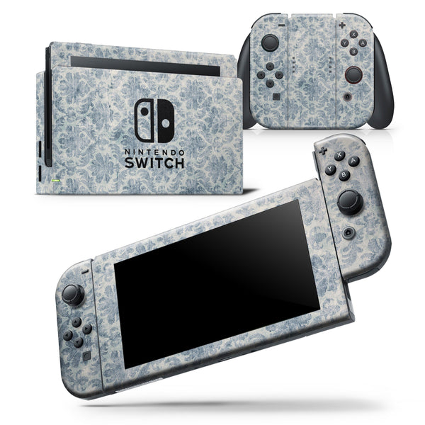 Faded Navy Floral Damask Pattern - Skin Wrap Decal for Nintendo Switch Lite Console & Dock - 3DS XL - 2DS - Pro - DSi - Wii - Joy-Con Gaming Controller