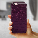 Faded Pink Petals Over Burgundy Script  iPhone 6/6s or 6/6s Plus 2-Piece Hybrid INK-Fuzed Case