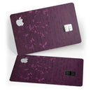 Faded Pink Petals Over Burgundy Script  - Premium Protective Decal Skin-Kit for the Apple Credit Card