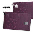 Faded Pink Petals Over Burgundy Script  - Premium Protective Decal Skin-Kit for the Apple Credit Card