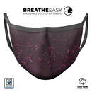 Faded Pink Petals Over Burgundy Script  - Made in USA Mouth Cover Unisex Anti-Dust Cotton Blend Reusable & Washable Face Mask with Adjustable Sizing for Adult or Child