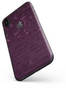 Faded Pink Petals Over Burgundy Script  - iPhone X Skin-Kit