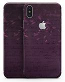 Faded Pink Petals Over Burgundy Script  - iPhone X Skin-Kit