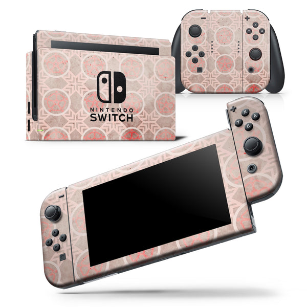 Faded Red Floral Cross Pattern - Skin Wrap Decal for Nintendo Switch Lite Console & Dock - 3DS XL - 2DS - Pro - DSi - Wii - Joy-Con Gaming Controller