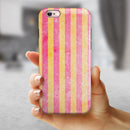 Faded Red and Mustard Vertical Stripes iPhone 6/6s or 6/6s Plus 2-Piece Hybrid INK-Fuzed Case