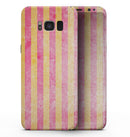 Faded Red and Mustard Vertical Stripes - Samsung Galaxy S8 Full-Body Skin Kit