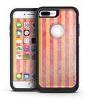 Faded Red and Mustard Vertical Stripes - iPhone 7 or 7 Plus Commuter Case Skin Kit