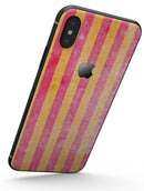 Faded Red and Mustard Vertical Stripes - iPhone X Skin-Kit