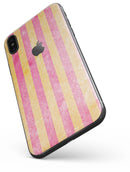 Faded Red and Mustard Vertical Stripes - iPhone X Skin-Kit