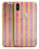 Faded Red and Mustard Vertical Stripes - iPhone X Skin-Kit