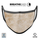 Faded Tan and Brown Ribbon Damask Pattern - Made in USA Mouth Cover Unisex Anti-Dust Cotton Blend Reusable & Washable Face Mask with Adjustable Sizing for Adult or Child