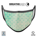 Faded Teal Oval Pattern - Made in USA Mouth Cover Unisex Anti-Dust Cotton Blend Reusable & Washable Face Mask with Adjustable Sizing for Adult or Child