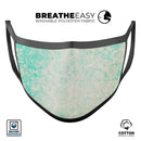 Faded Teal Pattern Of Decadence  - Made in USA Mouth Cover Unisex Anti-Dust Cotton Blend Reusable & Washable Face Mask with Adjustable Sizing for Adult or Child