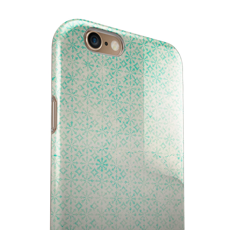 Faded Teal Snowflake Pattern iPhone 6/6s or 6/6s Plus 2-Piece Hybrid INK-Fuzed Case