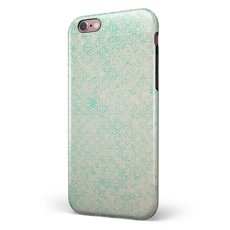 Faded Teal Snowflake Pattern iPhone 6/6s or 6/6s Plus 2-Piece Hybrid INK-Fuzed Case