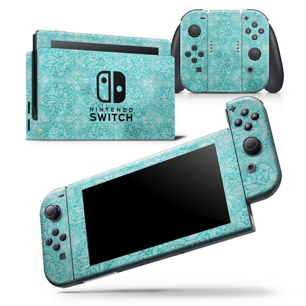Faded Teal and Sctratched Royal Surface - Skin Wrap Decal for Nintendo Switch Lite Console & Dock - 3DS XL - 2DS - Pro - DSi - Wii - Joy-Con Gaming Controller